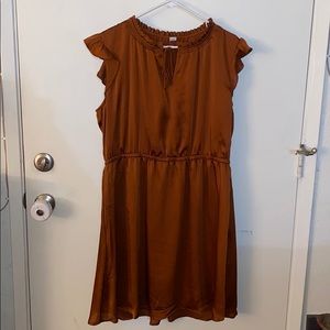 Copper Colored  Flutter Sleeved Dress